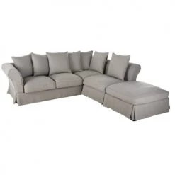 Maisons Du Monde Housses De Canapé Housse De Canapé D'angle Convertible En Lin Froissé Gris Clair -Plaids Soldes housse de canape d angle convertible en lin froisse gris clair 1000 14 6 204473 3