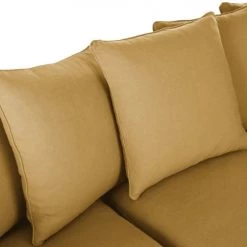 Maisons Du Monde Housses De Canapé Housse De Canapé D'angle Convertible En Lin Froissé Ocre -Plaids Soldes housse de canape d angle convertible en lin froisse ocre 1000 2 11 204478 4