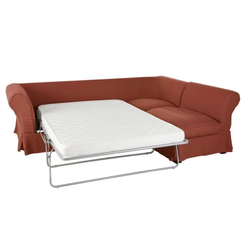 Maisons Du Monde Housses De Canapé Housse De Canapé D'angle Convertible En Lin Froissé Terracotta 4 Maisons Du Monde Housses De Canapé Housse De Canapé D'angle Convertible En Lin Froissé Terracotta – Image 2