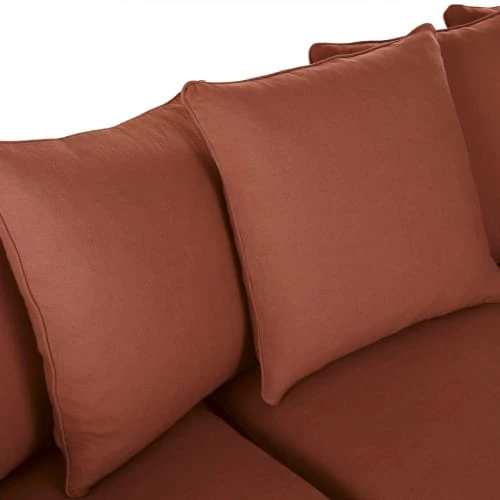 Maisons Du Monde Housses De Canapé Housse De Canapé D'angle Convertible En Lin Froissé Terracotta 6 Maisons Du Monde Housses De Canapé Housse De Canapé D'angle Convertible En Lin Froissé Terracotta – Image 4