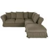 Maisons Du Monde Housses De Canapé Housse De Canapé D'angle Convertible En Lin Froissé Vert Kaki -Plaids Soldes housse de canape d angle convertible en lin froisse vert kaki 1000 3 12 204479 1