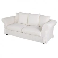 Maisons Du Monde Housses De Canapé Housse De Canapé Fixe Et Convertible 3/4 Places (6 Cm) En Lin Froissé Blanc -Plaids Soldes housse de canape fixe et convertible 3 4 places 6 cm en lin froisse blanc 1000 10 9 204435 2