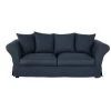 Maisons Du Monde Housses De Canapé Housse De Canapé Fixe Et Convertible 3/4 Places (6 Cm) En Lin Froissé Bleu Nuit