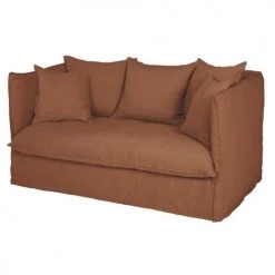 Maisons Du Monde Housses De Canapé Housse De Canapé-lit 2 Places En Lin Froissé Orange De Sienne -Plaids Soldes housse de canape lit 2 places en lin froisse orange de sienne 1000 10 17 221622 2