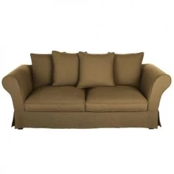 Maisons Du Monde Housses De Canapé Housse De Canapé-lit 3/4 Places (matelas 12 Cm) En Lin Froissé Marron Havane