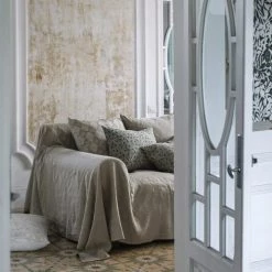 Lo De Manuela Plaids Jeté De Lin Pur Lavé Begur Naturel Terre Cuite 140x200