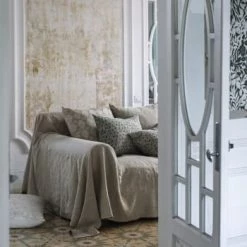 Lo De Manuela Plaids Jeté De Lin Pur Lavé Begur Naturel Vert Acacia 250x280 -Plaids Soldes jete de lin pur lave begur naturel terre cuite 250x280 5