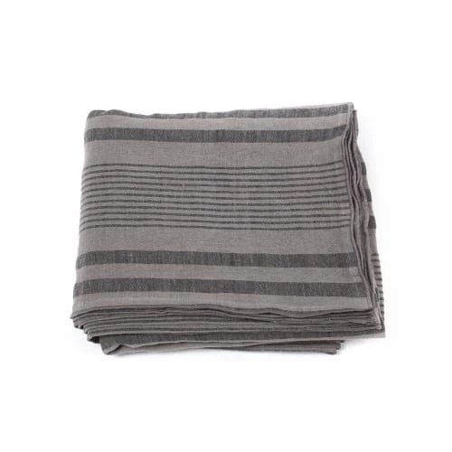 Lo De Manuela Plaids Jeté De Lin Pur Lavé Stripes Gris Noir 250x230 5 Lo De Manuela Plaids Jeté De Lin Pur Lavé Stripes Gris Noir 250x230 – Image 3