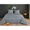 Linder Plaids Jeté De Lit Matelassé à Motifs Géométriques Polyester Gris 240 X 180