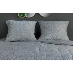 Linder Plaids Jeté De Lit Matelassé à Motifs Géométriques Polyester Gris 240 X 180 -Plaids Soldes jete de lit matelasse a motifs geometriques polyester gris 240 x 180 2