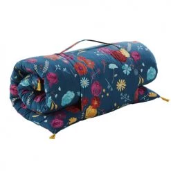 Maisons Du Monde Matelas Et Coussins De Sol Matelas De Sol En Coton Recyclé Bleu Pétrole Motif Floral 90x190 -Plaids Soldes matelas de sol en coton recycle bleu petrole motif floral 90x190 1000 15 11 223871 4