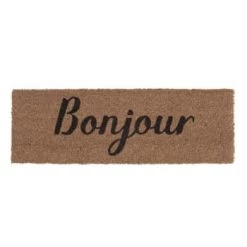 Present Time Paillassons Paillasson Rectangulaire En Fibre De Coco 75x26cm Noir Et Beige -Plaids Soldes paillasson bonjour noir coco naturel 3