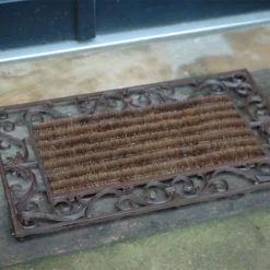 Esschert Design Paillassons Paillasson En Fonte Et Rouleaux Coco 74x46 -Plaids Soldes paillasson en fonte et rouleaux coco 74x46 5