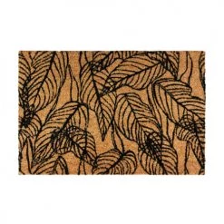 The Deco Factory Paillassons Paillasson Fibre De Coco Motif Feuilles Naturel-noir 60x40