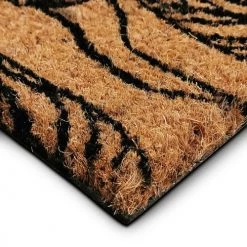 The Deco Factory Paillassons Paillasson Fibre De Coco Motif Feuilles Naturel-noir 60x40 -Plaids Soldes paillasson fibre de coco motif feuilles naturel noir 60x40 3