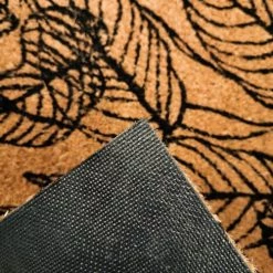 The Deco Factory Paillassons Paillasson Fibre De Coco Motif Feuilles Naturel-noir 60x40 -Plaids Soldes paillasson fibre de coco motif feuilles naturel noir 60x40 5