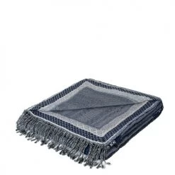 Madura Plaids Plaid 140x200 Cm Indigo En Coton,Laine -Plaids Soldes plaid 140x200 cm indigo en coton laine 1