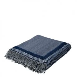 Madura Plaids Plaid 140x200 Cm Indigo En Coton,Laine -Plaids Soldes plaid 140x200 cm indigo en coton laine 2
