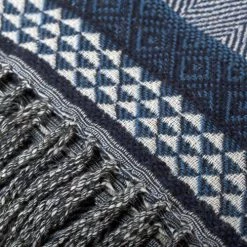 Madura Plaids Plaid 140x200 Cm Indigo En Coton,Laine -Plaids Soldes plaid 140x200 cm indigo en coton laine 3