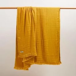 Madura Plaids Plaid 140x200 Cm Ocre En Coton Recyclé,Coton