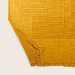 Madura Plaids Plaid 180x280 Cm Ocre En Coton Recyclé,Coton -Plaids Soldes plaid 180x280 cm ocre en coton recycle coton 2