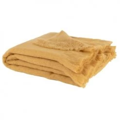 Maisons Du Monde Plaids Plaid à Franges Jaune Moutarde 127x152