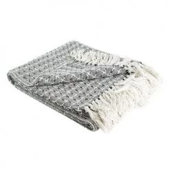 The Home Deco Factory Plaids Plaid à Franges Pointillé Ethnique 150 X 120 Cm Ecru Et Noir -Plaids Soldes plaid a franges pointille ethnique 150 x 120 cm ecru et noir 3