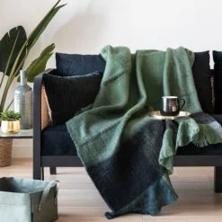 Maisons Du Monde Plaids Plaid à Franges Vert, Bleu, Gris Et Noir 130x170 -Plaids Soldes plaid a franges vert bleu gris et noir 130x170 1000 9 5 207834 1