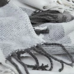 Sensei Maison Plaids Plaid Avec Franges Anthracite 130x170 Cm -Plaids Soldes plaid avec franges anthracite 130x170 cm 2