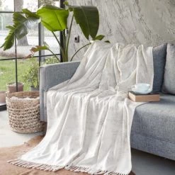 Sensei Maison Plaids Plaid Avec Franges Or 130x170 Cm