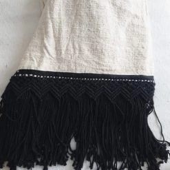 My Bliss Home Plaids Plaid Blanc Avec La Frange Noire 200x140 Cm -Plaids Soldes plaid blanc avec la frange noire 200x140 cm 3