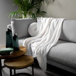 Dutch Decor Plaids Plaid Blanc Fleece 150x200 Cm Uni -Plaids Soldes plaid blanc fleece 150x200 cm uni 3