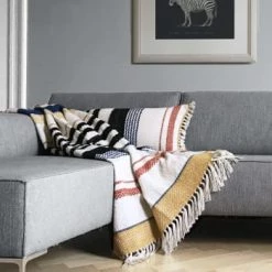 Malagoon Plaids Plaid Noir Multicolore 125x150 -Plaids Soldes plaid blanc multicolore 125x150 4