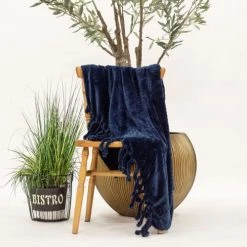 Dutch Decor Plaids Plaid Bleu Fleece 140x180 Cm Avec Motif -Plaids Soldes plaid bleu fleece 140x180 cm avec motif 2