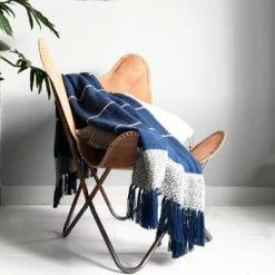 Malagoon Plaids Plaid Berbère Basalte 125x150 -Plaids Soldes plaid bleu fonce 125x150 1