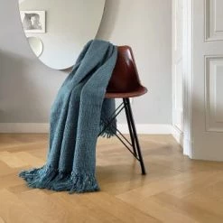 Malagoon Plaids Plaid Vert Jungle Marbré 125x150 -Plaids Soldes plaid bleu plomb fonce 125x150 3