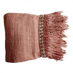 My Bliss Home Plaids Plaid Camel Coton Coquillages 200x140 Cm -Plaids Soldes plaid camel coton coquillages 200x140 cm 2