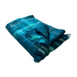 Beachby Plaids Plaid Carreaux 20% Mohair Bleu Canard 120x180cm -Plaids Soldes plaid carreaux 20 mohair bleu canard 120x180cm 1
