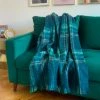 Beachby Plaids Plaid Carreaux 20% Mohair Bleu Canard 120x180cm -Plaids Soldes plaid carreaux 20 mohair bleu canard 120x180cm