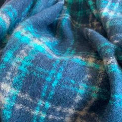 Beachby Plaids Plaid Carreaux 20% Mohair Bleu Canard 120x180cm -Plaids Soldes plaid carreaux 20 mohair bleu canard 120x180cm 2