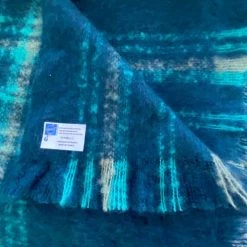 Beachby Plaids Plaid Carreaux 20% Mohair Bleu Canard 120x180cm -Plaids Soldes plaid carreaux 20 mohair bleu canard 120x180cm 4