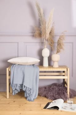 Magma Plaids Plaid Coton Recyclé Gris Clair à Franges - 130x170 Cm