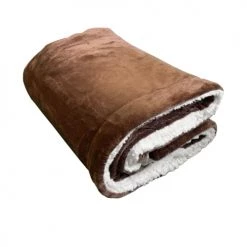 Le Comptoir De La Plage Plaids Plaid Doublé Imitation "Mouton" Marron 130x170cm -Plaids Soldes plaid double imitation mouton marron 130x170cm 1