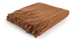 Magma Plaids Plaid Doux à Franges Rouille 130x170 -Plaids Soldes plaid doux a franges rouille 130x170 2