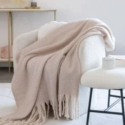 Maisons Du Monde Plaids Plaid Doux Effet Chiné Blanc Avec Franges écrues 125x150 -Plaids Soldes plaid doux effet chine blanc avec franges ecrues 125x150 1000 7 34 228691 1