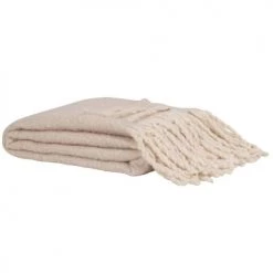 Maisons Du Monde Plaids Plaid Doux Effet Chiné Blanc Avec Franges écrues 125x150