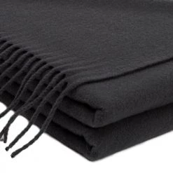 Brun De Vian-Tiran Plaids Plaid Doux En Laine Gris Foncé 140x200 Cm -Plaids Soldes plaid doux en laine gris fonce 140x200 cm 4