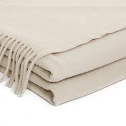 Brun De Vian-Tiran Plaids Plaid Doux En Laine Ivoire 140x200 Cm -Plaids Soldes plaid doux en laine ivoire 140x200 cm 2