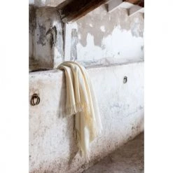 Brun De Vian-Tiran Plaids Plaid Doux En Laine Ivoire 140x200 Cm