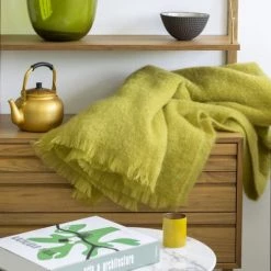 Brun De Vian-Tiran Plaids Plaid Doux Vaporeux En Laine Vert Anis